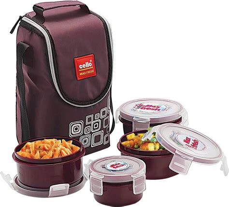 cello max fresh click steel lunch box|cello Max Fresh Steel Click 4 Containers Lunch Box (500 ml).